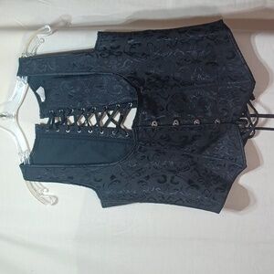 Unisex Lace Up Vest Black Cosplay Costume 2 XL Goth Corset